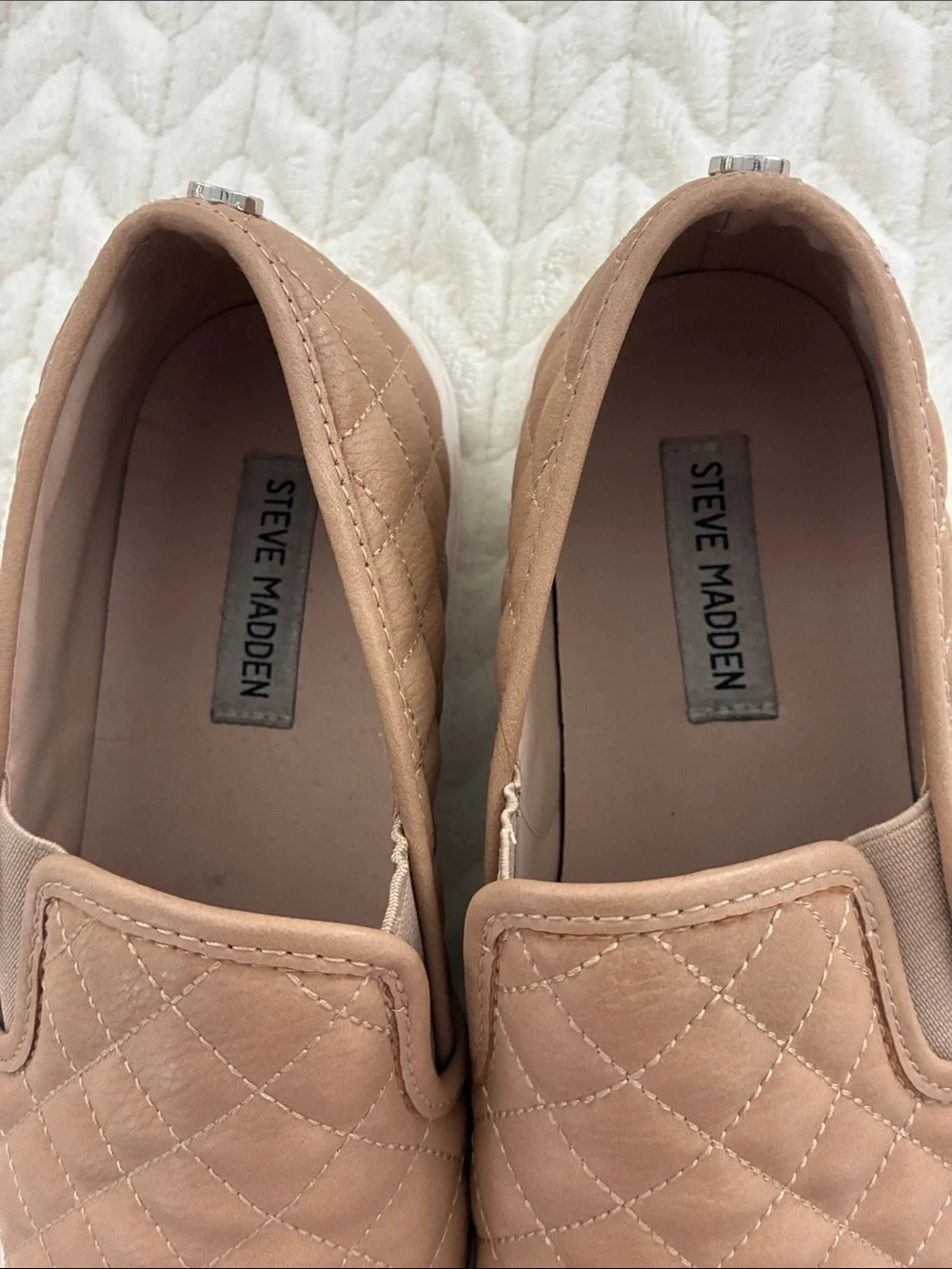 Steve Madden Quilted Slip-On Sneakers in Tan